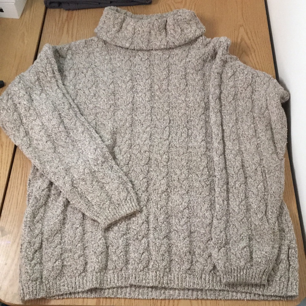 Women Liz Wear Turtleneck Sweater Super Soft Stretchy Warm Tan Khaki Size Medium